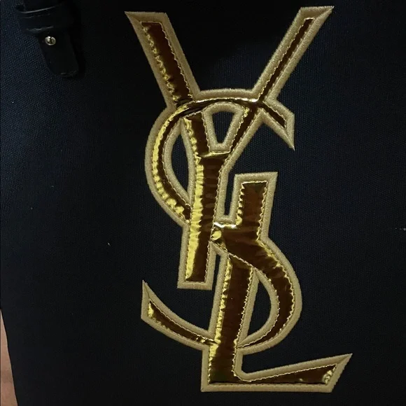 Yves Saint Laurent Dark Blue Tote with Gold Logo - Picture 16 of 17